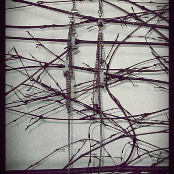 Hand crafted moonstone pyramid spike long earrings new without tags - Picture 5 of 6